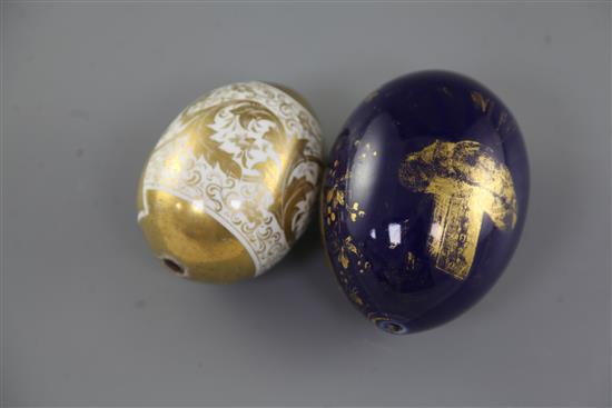 Two Russian porcelain Easter eggs, late 19th/early 20th century,